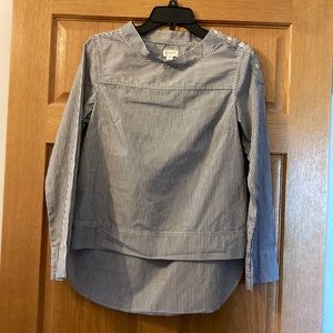 Striped boat neck hi low long sleeve shirt